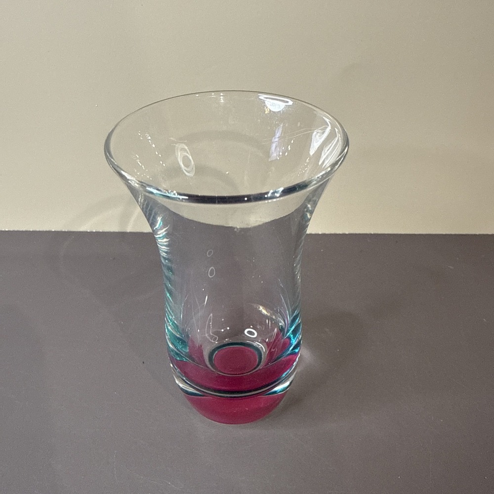 Colorful Fused Glass - Dansk Spectra - Pink With Aqua Ring